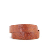 Embossed Tan Leather Belt | 1 1/2" Wide | 33" - 36"