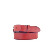 Red with Blue Edge Leather Belt | 35mm Wide | 30" - 32"