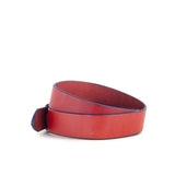 Red with Blue Edge Leather Belt | 35mm Wide | 30" - 32"