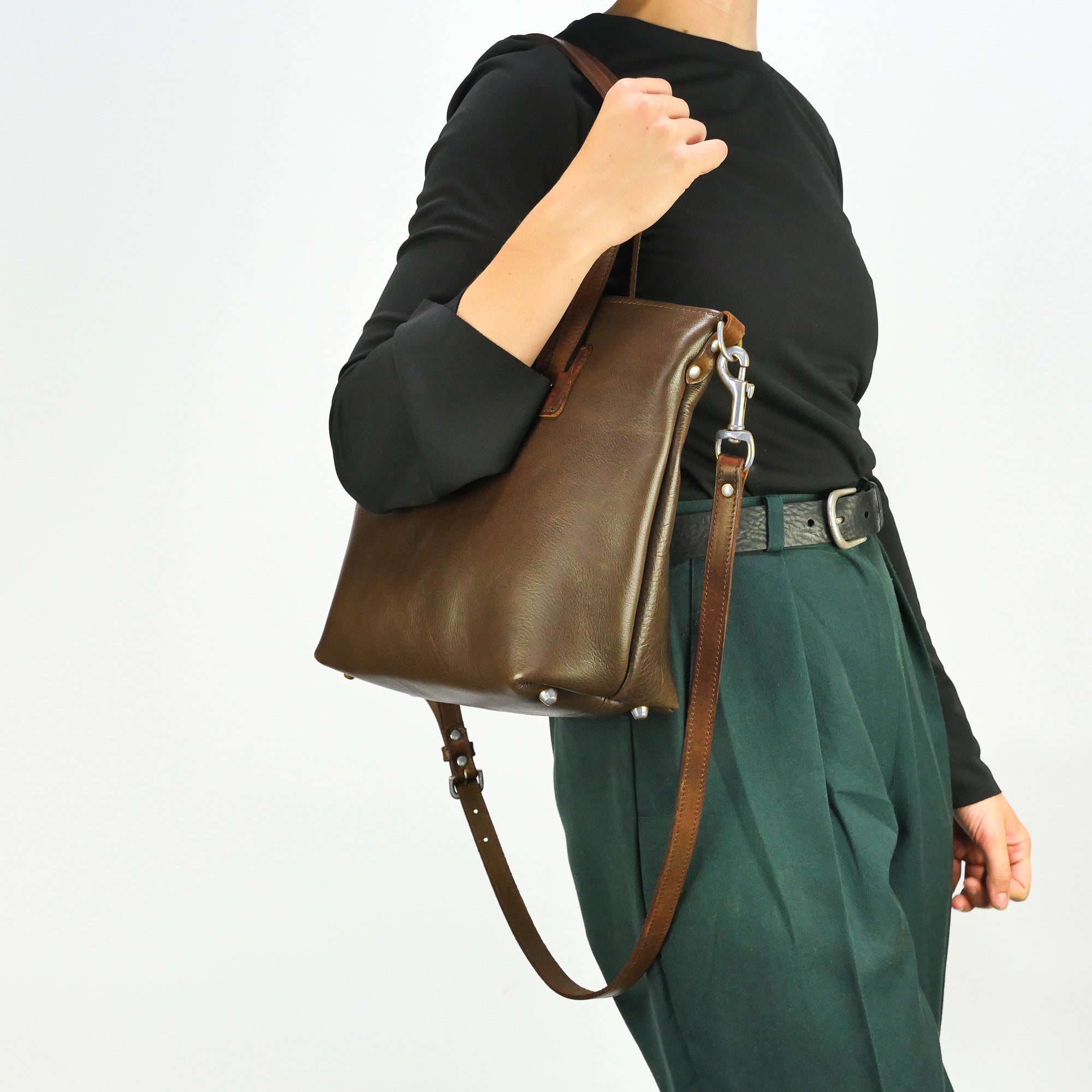 Loretta Large Leather Tote Bag Brown