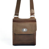 Brown Leather Turnlock Shoulder Bag