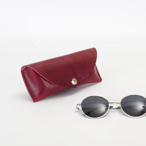 Missouri Burgundy Leather Sunglasses case Handmade Sunglasses