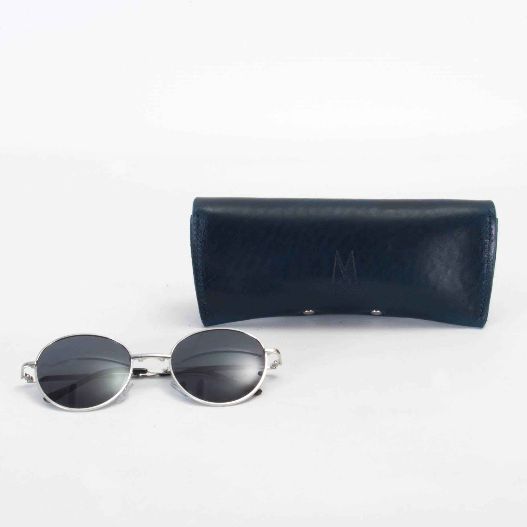 Missouri Navy Leather Sunglasses Case