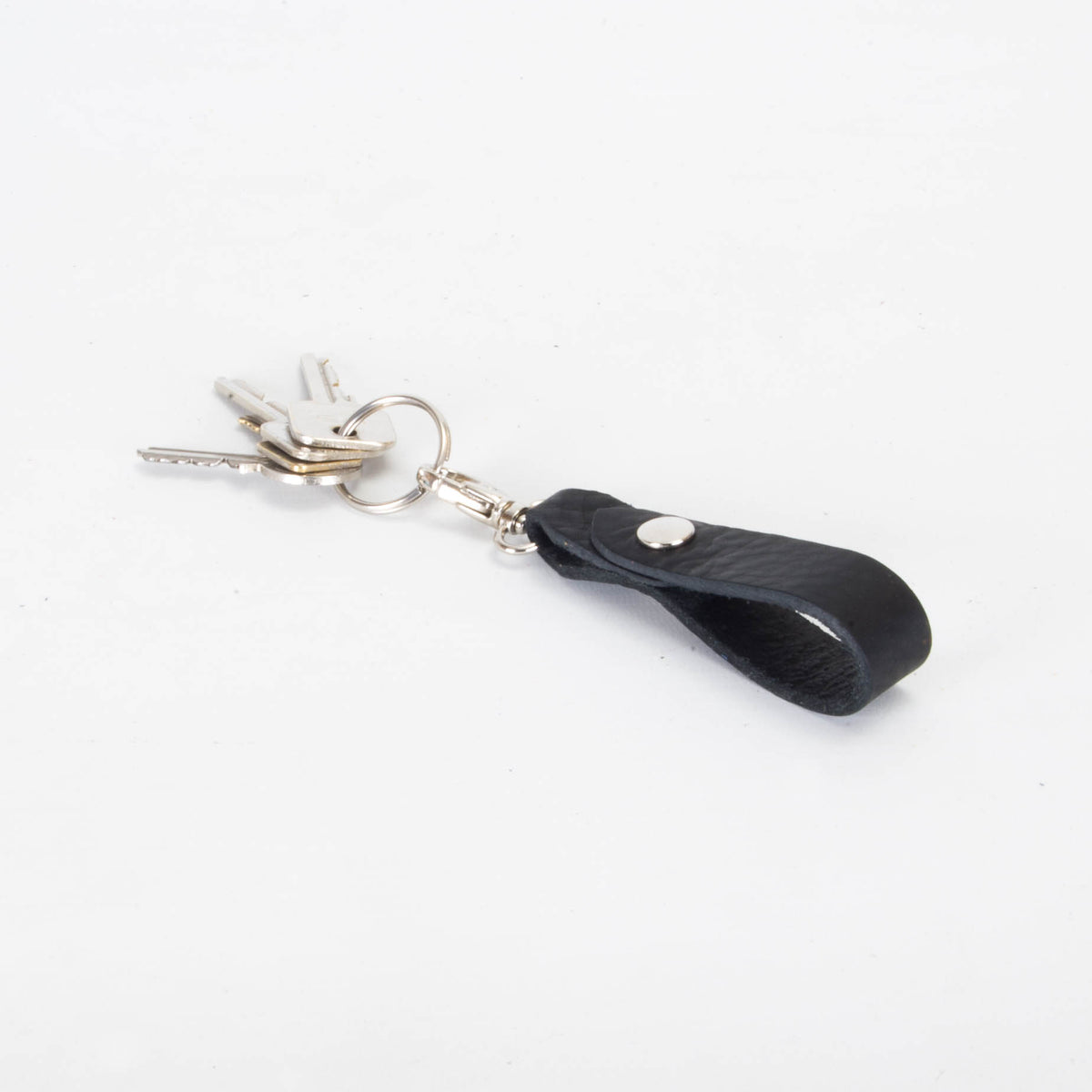 Belt Loop Black Leather Key Ring