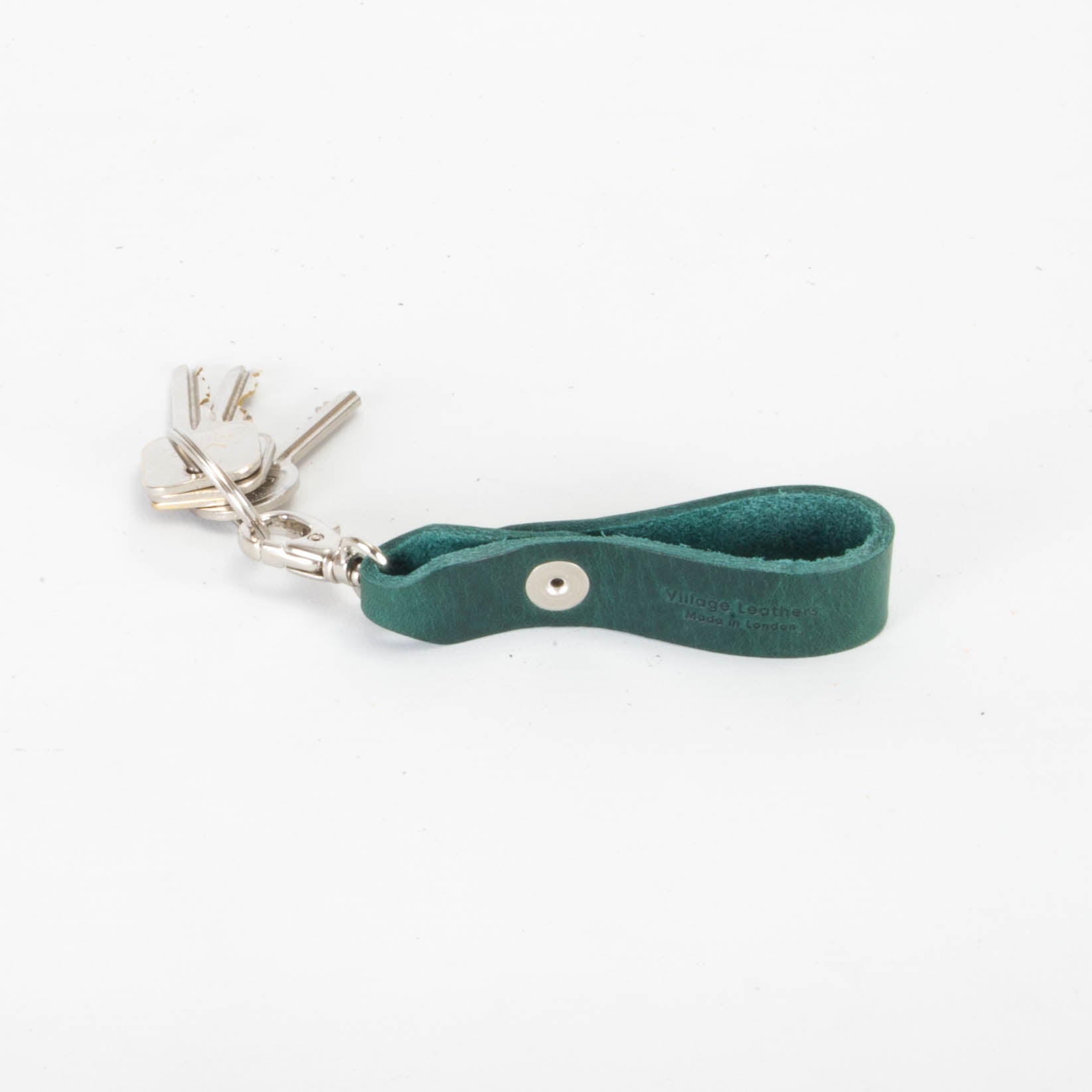 Belt Loop Green Leather Key Ring