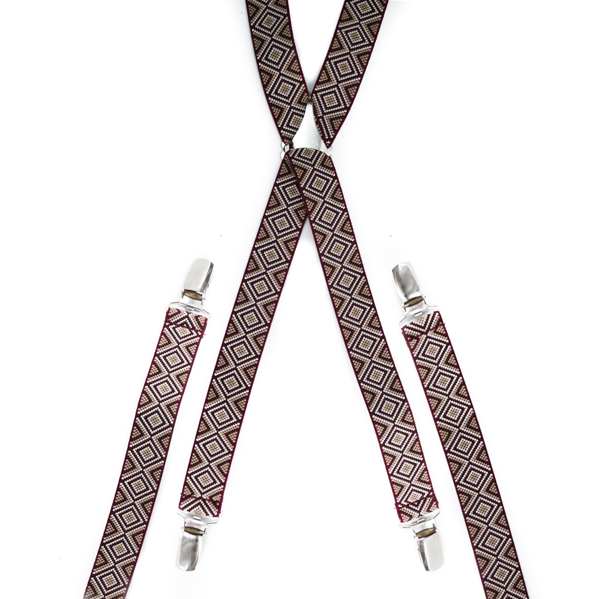 Mosaic Burgundy Skinny Trouser Braces