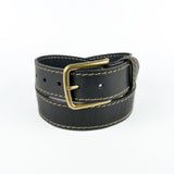 Black and Fawn 1 1/2" Stitched Leather Belt