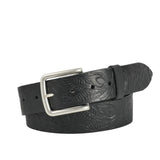 Rose & Leaf Tooled 1 1/2" Black Classic Belt