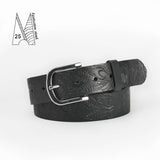 Rose & Leaf Tooled 1 1/2" Black Classic Belt